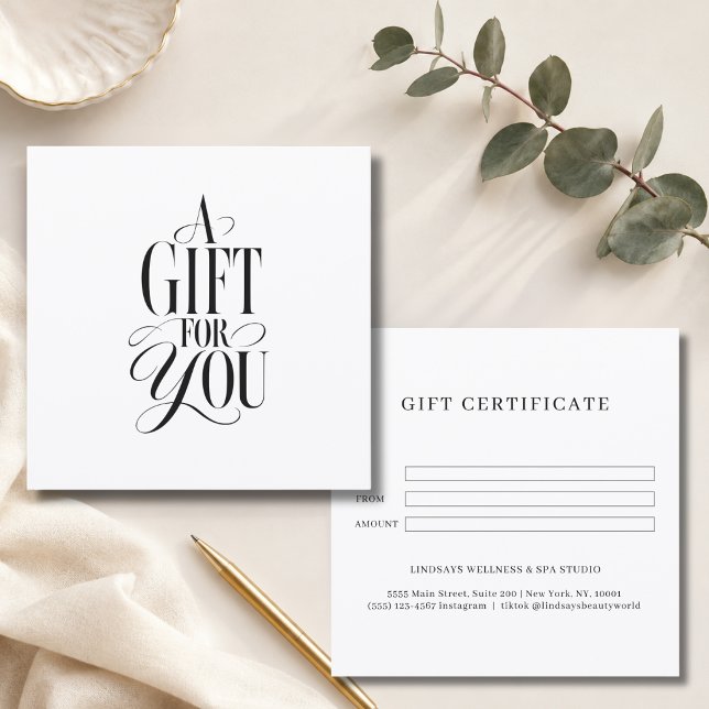 Fonte de Script Moderno Certificado de Presente de (Modern Script Font White Business Gift Certificate)