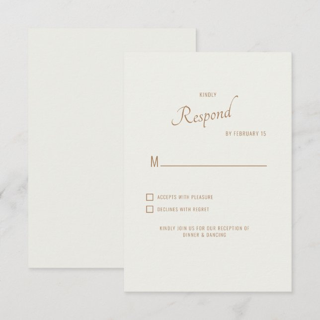 Fonte Moderna Creme para RSVP de Casamento (Frente/Verso)