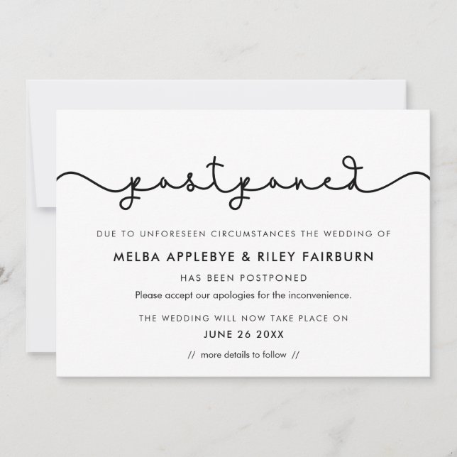 Fonte simples e fofa para anúncio adiado (Frente)