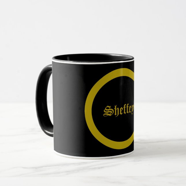 Fontes Sheffey - Caneca de café Dourada e preta (Frente Esquerda)