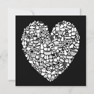 Foodies Convite para Casamento Negro e Branco Mode