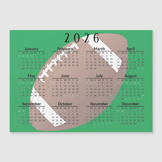 Football 2026 Calendar Magnetic Card (Frente)