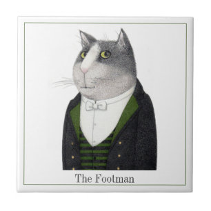 FOOTMAN CAT 4,25" Azulejo cerâmico quadrado + text