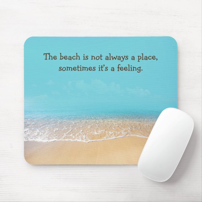 Footprints In Sand With Beach Quote  Mouse Pad (Com mouse)