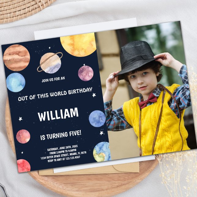 Fora deste aniversário mundial Convites com foto (Out of this world birthday Invitations with photo)