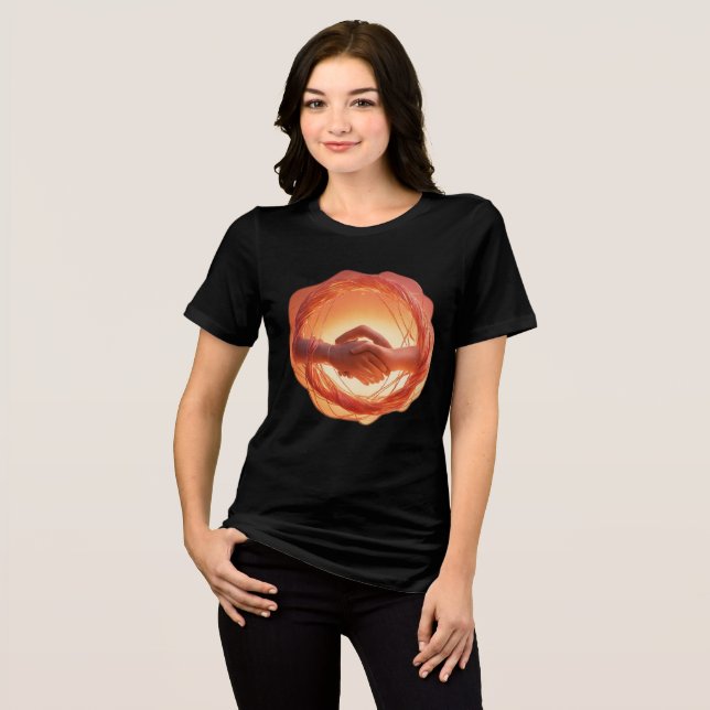 Força na Unidade - Design de Camisa T com Mãos Ama (Frente Completa)