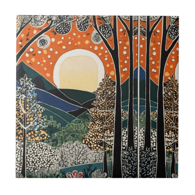 Forest Art Nouveau Azulejo" (Frente)