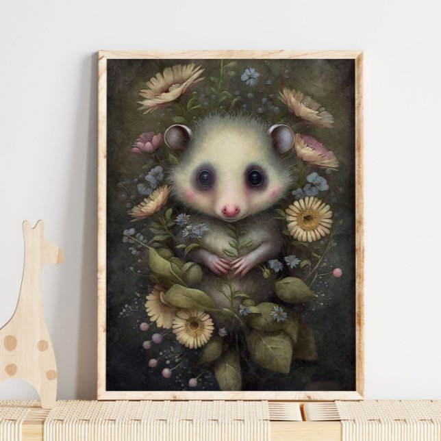 Forest Baby Possum Sunflower | Impressão de Parede (Criador carregado)