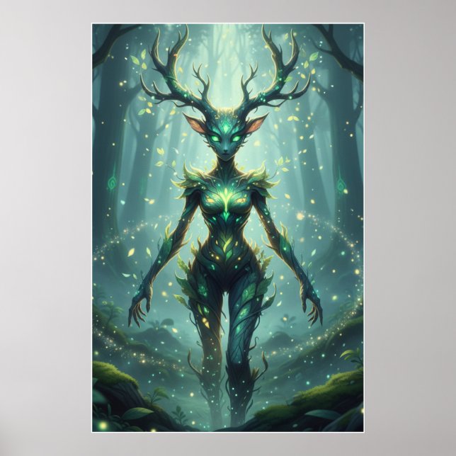 Forest Guardian Spirit Fantasy Art Poster (Frente)