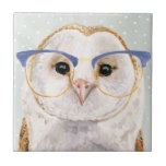 Forester de quatro olhos | Wise Owl<br><div class="desc">Este impressão de aquarela apresenta uma coruja vestindo óculos azuis vintage | Por Victoria Borges</div>