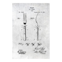 Fork Patent Impressão 1883 Poster