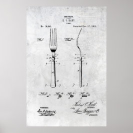 Fork Patent Impressão 1883 Poster