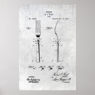 Fork Patent Impressão 1883 Poster