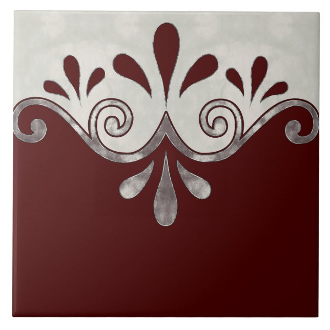 forma abstrato ornamental em burgundy e prata (Frente)
