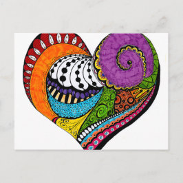 Forma cardíaca no cartão postal - desenho colorido