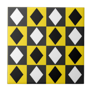 Forma de Diamante de Rhombus Branco Preto Amarelo