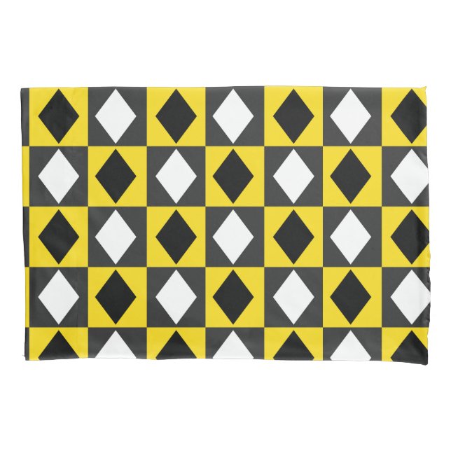 Forma de Diamante de Rhombus Branco Preto Amarelo (Frente)