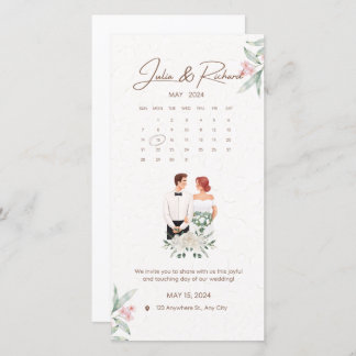 Formal Beige e Green Floral Wedding convite