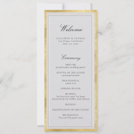 Formal Modern Classic Gold Ivory Wedding Program
