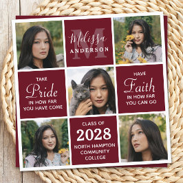 Formando 5 Convite para Graduação de Burgundy para