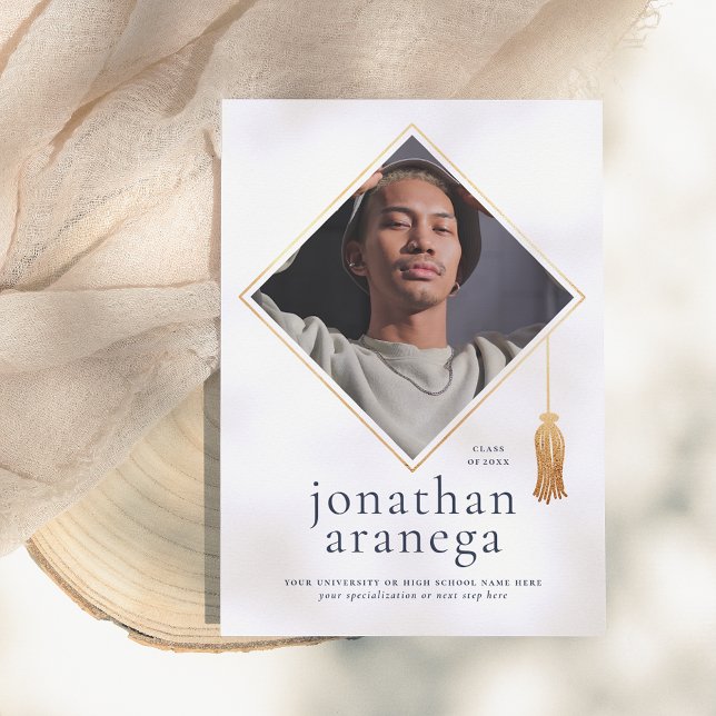 Formando Boné | Anúncio Dourado de fotos em azul e (Criador carregado)