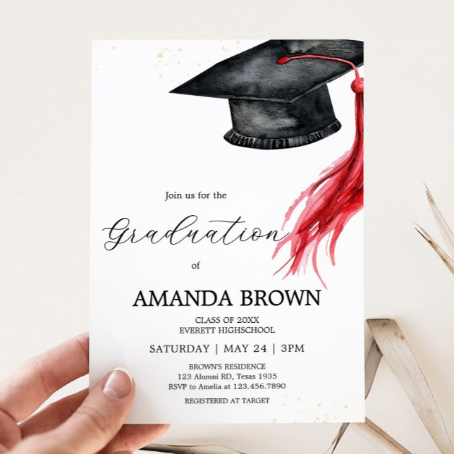 Formando Convite para Festa de formatura do Chapéu (Modern Grad Hat Graduation Party Invitation)