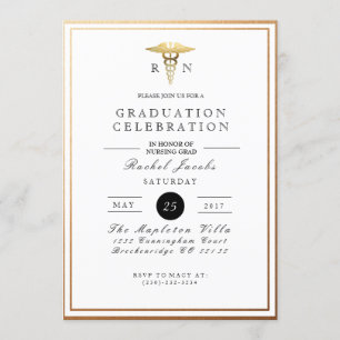 Formando de Enfermagem Chic e Formal Convite par