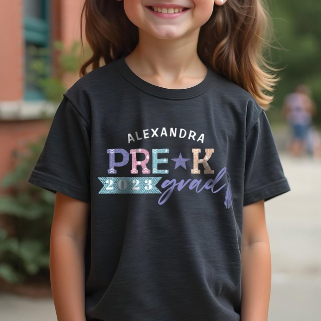 Formando Divertido Classe Pré-K Personalizada Colo (Fun Grad Colorful Personalized Pre-K Class of 2022 Tri-Blend Shirt)