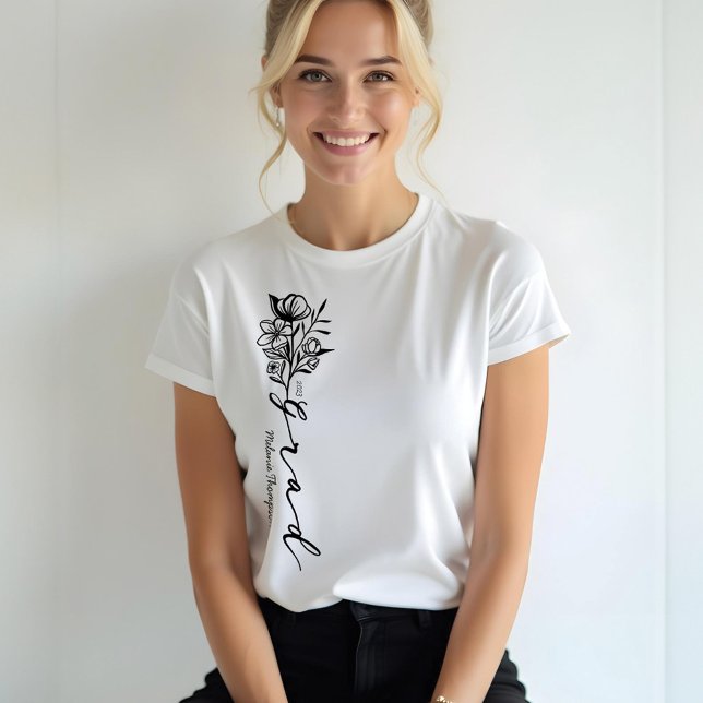 Formando Personalizado de Script de Formando Moder (Floral Sketch Modern Grad Script Personalized Grad Tri-Blend Shirt)