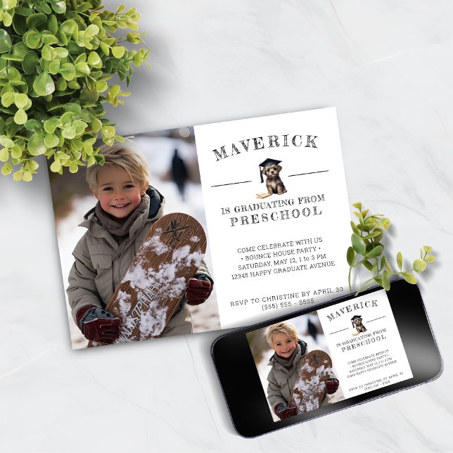 Formando Pré-Escolar Convite Cuja Puppy Escruffy (Criador carregado)