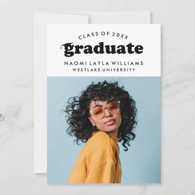 Formando RETRO MODERNO NEGRITO | CONVITE DE GRADUA (Frente)