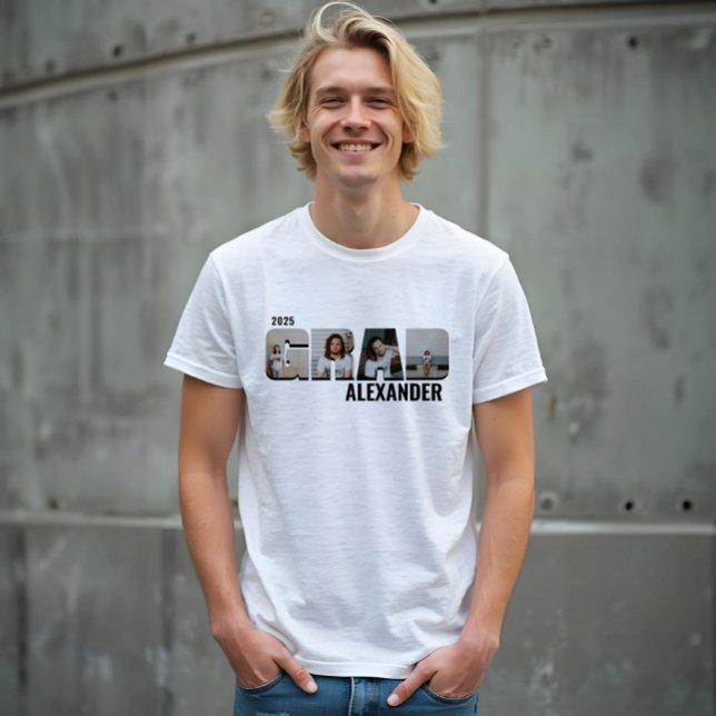 FORMANDO Tipo Negrito Formando Quatro Fotografias  (GRAD Bold Type Graduate Four Photos Custom Name Tri-Blend Shirt)