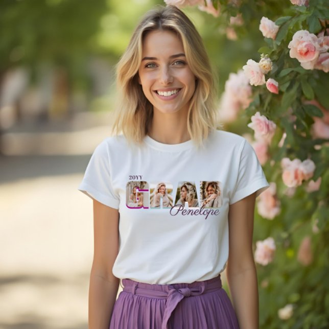 FORMANDO Tipo Negrito Formando Quatro Fotografias  (GRAD Bold Type Graduate Four Photos Custom Name Tri-Blend Shirt
)