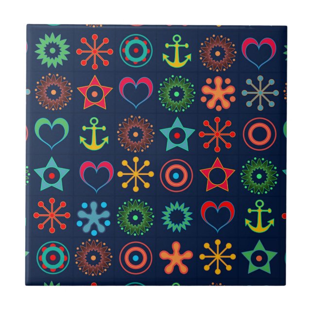 formas abstrato divertidas retro impressão design (Frente)