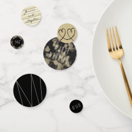 Formas Confetti de Casamento de Dourado e Preto