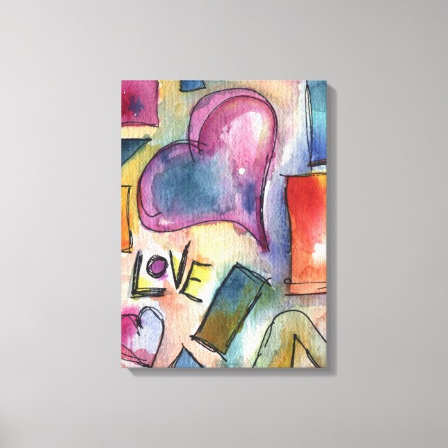 Formas de Amor Pintura aquosa em Canvas (Frente)