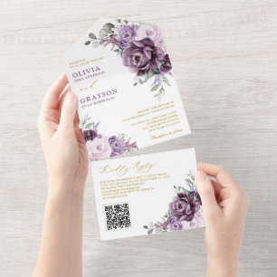 Formas de Dourado Casamento Floral de Púrpura Dust