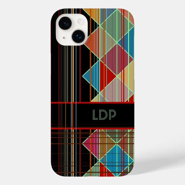 Formas de triângulo com riscas com iniciais a pret (Verso)