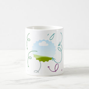 Formas e caneca de café de cor gráfica