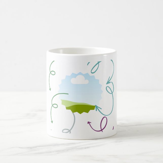 Formas e caneca de café de cor gráfica (Centro)
