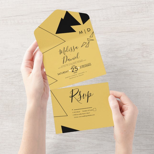 Formas Geométricas Amarelo Preto Casamento  (Tearaway)