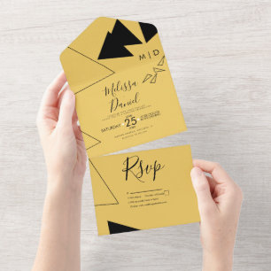 Formas Geométricas Amarelo Preto Casamento