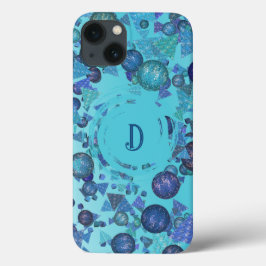 Formas geométricas modernas com monograma em azul