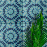Formas Geométricas Simétricas de Azul Suave e Indi<br><div class="desc">Este azulejo cerâmico apresenta um design caleidoscópico mesmerizante. No coração do azulejo, desdobra-se um delicado movimento floral, cercado por um conjunto de formas geométricas que irradiam para fora em padrões simétricos. A design é caracterizada por seu detalhe intrincado, criando um sentido de profundidade e movimento. A paleta colorida do azulejo...</div>
