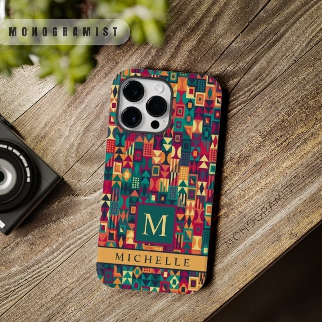 Formas Verdes Amarelas Vermelhas Personalizadas Ge (Custom Red Yellow Green Shapes Geometric Case-Mate iPhone Case)