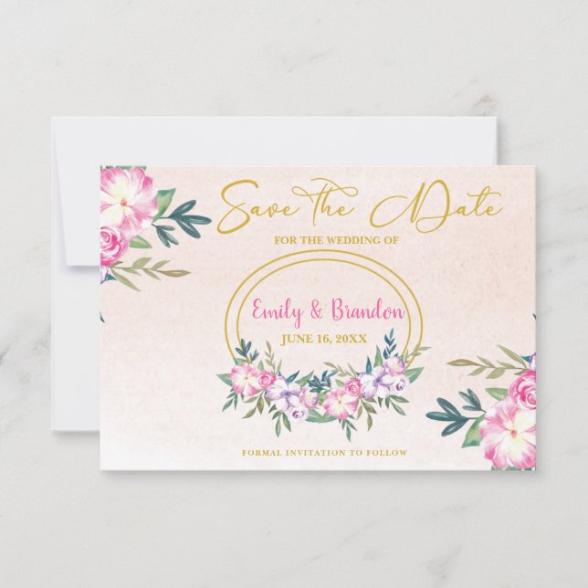 Formatação Dourada rosa Cor-de-rosa Casamento Salv (Frente)