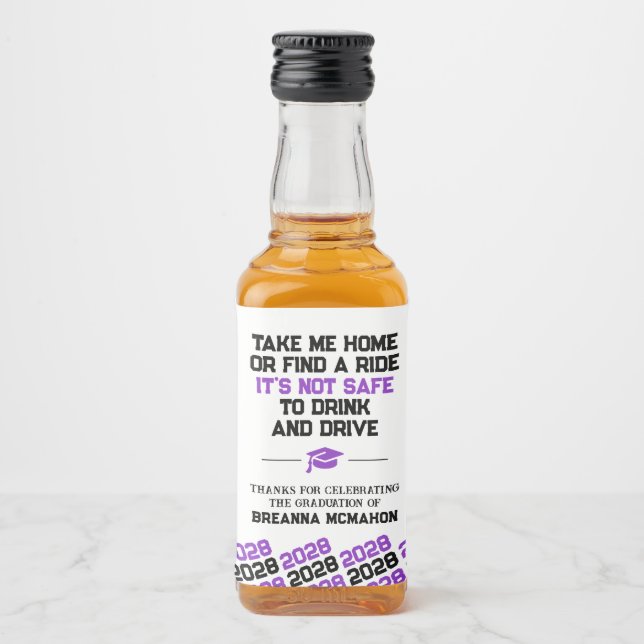 Formatação roxa e preta Não beba e dirija mini (Frente)