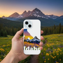 Formato de Idaho com montanha e flores silvestres