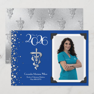 Formatura de Veterinário Anúncio Azul Prata