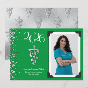 Formatura de Veterinário Anúncio Verde Prata